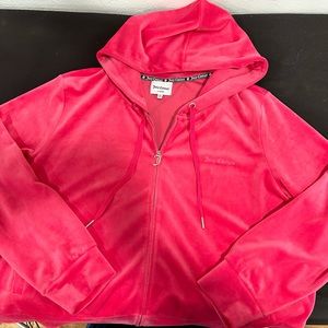 Juicy Couture hot pink velvet hooded zip up women’s size 3X